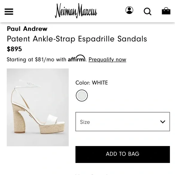 NWT Paul Andrew patent leather square toe strappy espadrille platform sandals